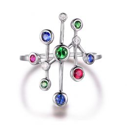 Anello Gocce d'amore. Oro bianco, pietre preziose