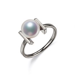 Anello Otohiko - Oro Bianco e Perla Akoya Giappone