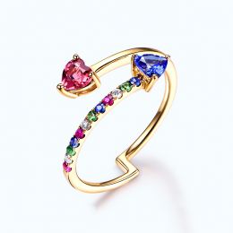 Anello signaux inversés. Oro giallo, Zaffiri