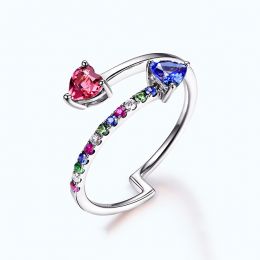 Anello signaux inversés. Oro bianco, Zaffiri