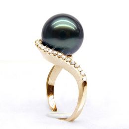 Anello Bora Bora - Oro Giallo, Diamanti e Perla di Tahiti