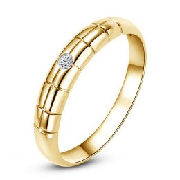 Fede Nuziale per Donna Dilys - Oro Giallo e Diamante Solitario