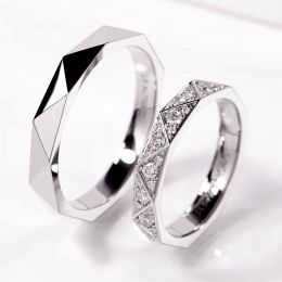 Fedi nuziali de Matrimonio Duo Triangulaire Platino