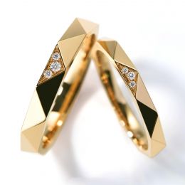 Fedi nuziali Triangulaire Coppia in Oro Giallo 18ct e Diamanti