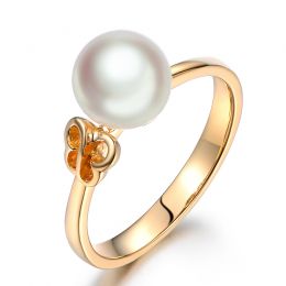 Anello Farfalla - Oro Giallo, Diamanti e Perla Akoya