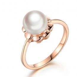 Anello Fiore - Oro Rosa e Perla Akoya