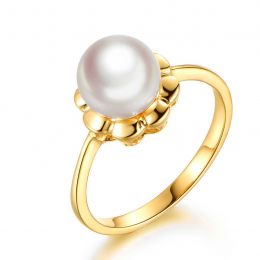 Anello Fiore - Oro Giallo e Perla Akoya