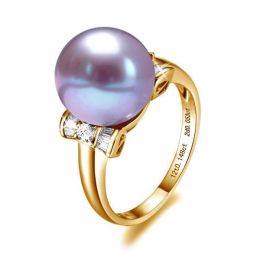 Anello Nodo Farfalla - Oro Giallo, Perla d'Acqua Dolce Lavanda