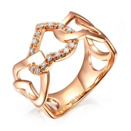 Anello oro bianco diamanti a forma di successione di cuori