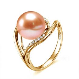 Anello Antalya - Oro Giallo, Perla d'Acqua Dolce Rosa