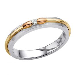 Fede in oro bianco, giallo e rosa per Donna. Collezione dei fiammiferi diamantati | Larissa