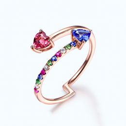 Anello signaux inversés. Oro rosa, Zaffiri