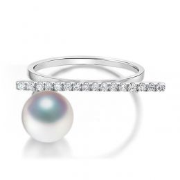 Anello Réflexion - Oro Bianco, Diamanti & Perla Akoya