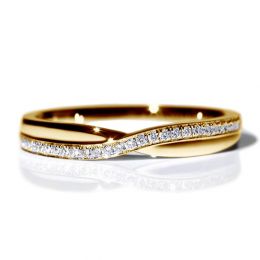 Fede Nuziale Golden River - Oro Giallo e Diamanti