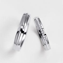 Coppia di Anelli Diego & Frida - Oro Bianco & Diamanti