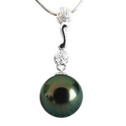 Ciondolo Andros - Oro Bianco & Perla di Tahiti Nera