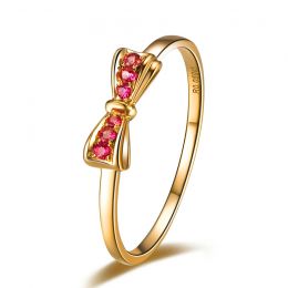 Anello di Fidanzamento Fiocco - Oro Giallo & Rubini Birmani