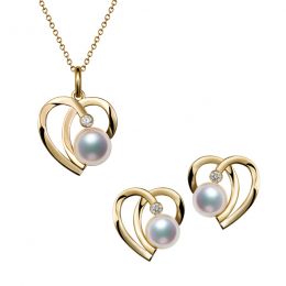 Ciondolo e Orecchini Chiaky - Parure Oro Giallo & Perle Akoya