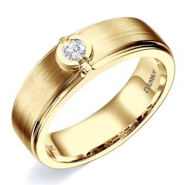Anello Uomo oro giallo. Diamante solitario. Oro 750/1000 spazzolato e lucidato | Lorenzo
