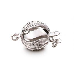 Chiusura Melograno. Palla 11mm - Diamanti - Oro bianco 18kt.