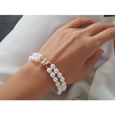 Braccialetto A Due Fili Rio - Perle Bianche Akoya Giapponesi 7/7.5mm, AAA