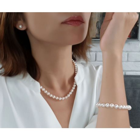 Parure Perle Bianche Sposiamoci - Collana e Braccialetto