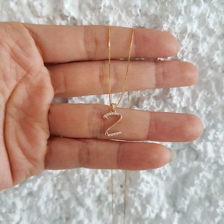 Ciondolo chiffre 2 - Oro giallo 18cts - Diamanti 0.055ct