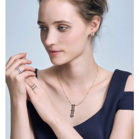 Orecchini a Lobo Farnese - Oro Giallo, Diamanti & Zaffiri