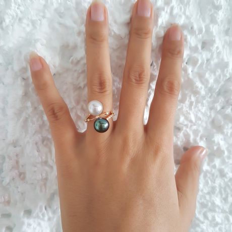 Anello Aléoutiennes - Oro Giallo, Perle Mari del Sud & Tahiti