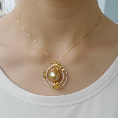 Ciondolo Orchidée sauvage - Perla dorata dei mari del sud