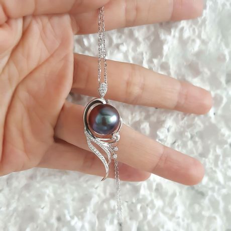 Ciondolo Ellesmere - Oro Bianco e Perla di Tahiti