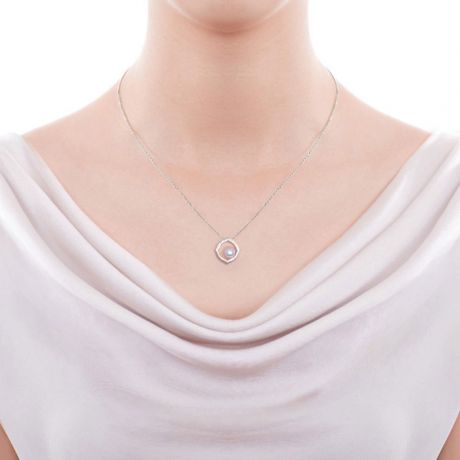 Ciondolo Coco - Oro Bianco 18k, Diamanti e Perla Akoya