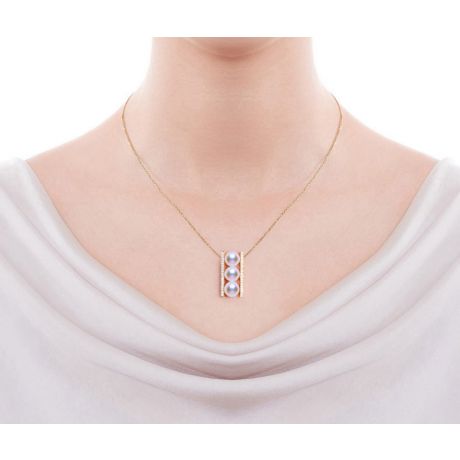 Ciondolo Otohiko - Oro Giallo 18kt, Diamanti e Perle Akoya