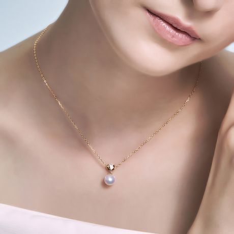 Ciondolo Sarah Bernhardt - Oro Giallo 18kt, Diamanti e Perla Akoya