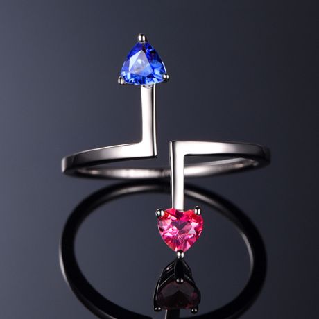 Anello Vice et Versa. Zaffiri Blu e Rosa. Oro bianco