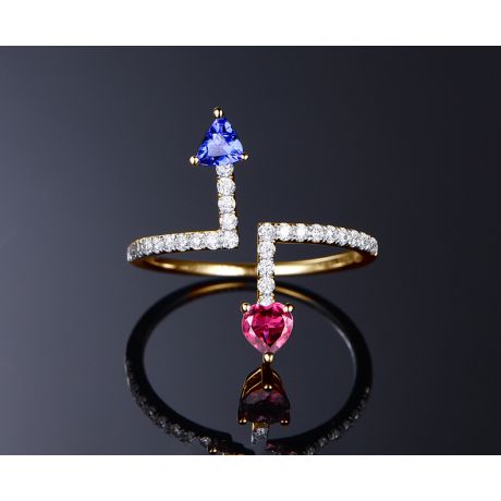 Anello Autre moi Oro giallo. Diamanti, Zaffiri