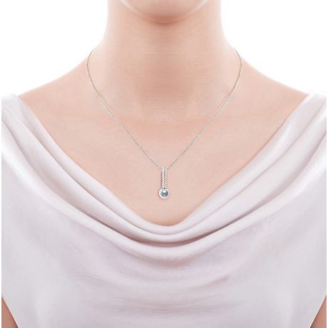 Ciondolo Hatsune Miku - Oro Bianco 18kt, Diamanti e Perla Akoya