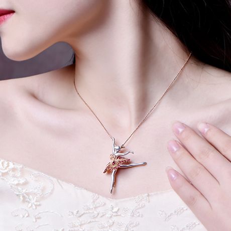 Ciondolo Princesse Ballerina - Broche Oro bianco - Rubini