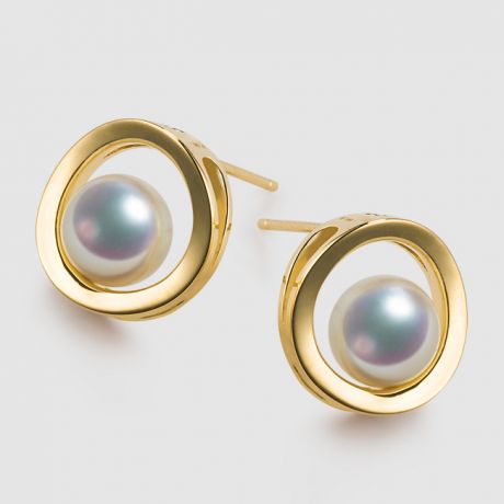 Orecchini perle Akoya - Himiko - Perla Giappone, Oro giallo