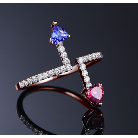 Anello Autre moi. Oro rosa, diamanti, Zaffiri