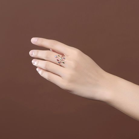 Anello Oro rosa, pietre preziose. Gocce d'amore