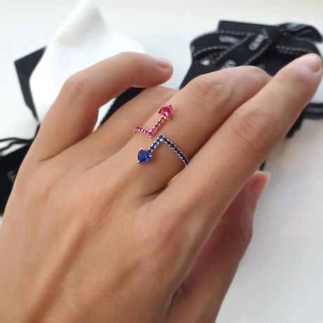 Anello Univers parallèles. Oro bianco, rosa e pietre preziose