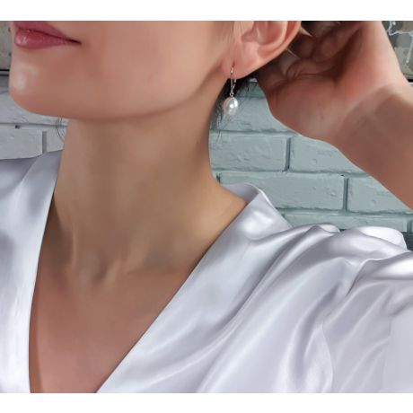 Orecchini Aurore - Perle Acqua Dolce Bianche - Monachella Oro Bianco