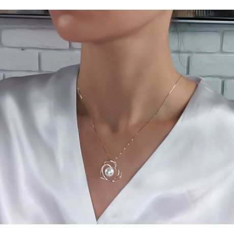 Ciondolo coeur - Cadeau déclaration d'amour - Perle Australie bianca