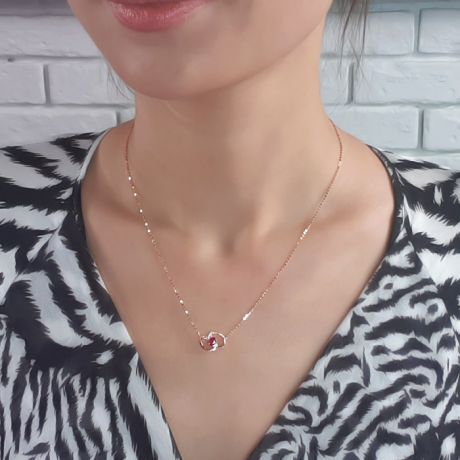 Collana ciondolo Farfalla moderna - Oro Rosa, Rubini e Diamanti