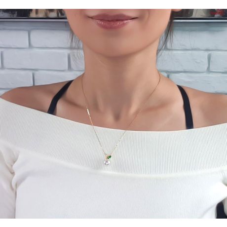 Ciondolo Péridoshima Mon Amour - Oro Giallo, Diamanti e Perla Akoya