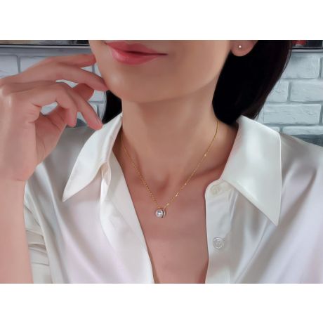 Ciondolo Lotus dal Giappone. Perla Akoya 2 Ori