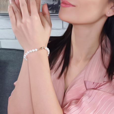 Braccialetto Da Brazzo  - Perle d'Acqua Dolce Bianche - 6.5/7mm, AAA