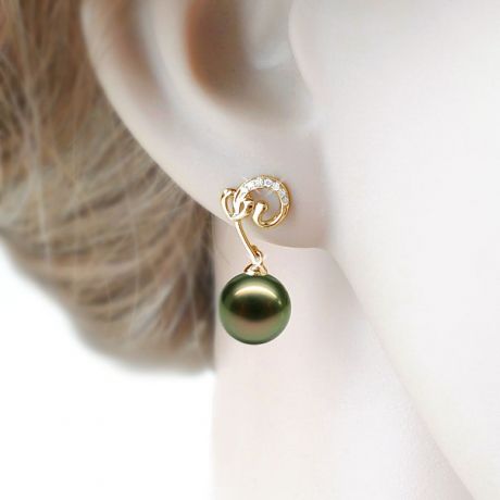 Orecchini Cuore Costantin - Perle di Tahiti, Diamanti e Oro Giallo