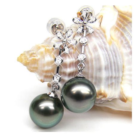 Orecchini Catenelle Nosy Be - Perle di Tahiti, Oro Bianco